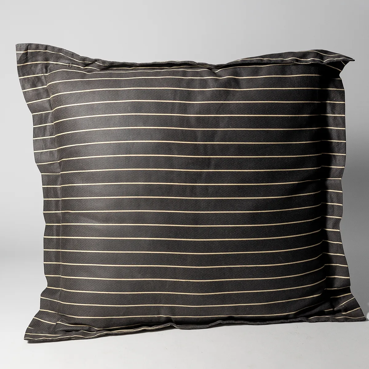 Dark Gray White Striped Throw Pillow with Board Flat Edge Throw Pillow
