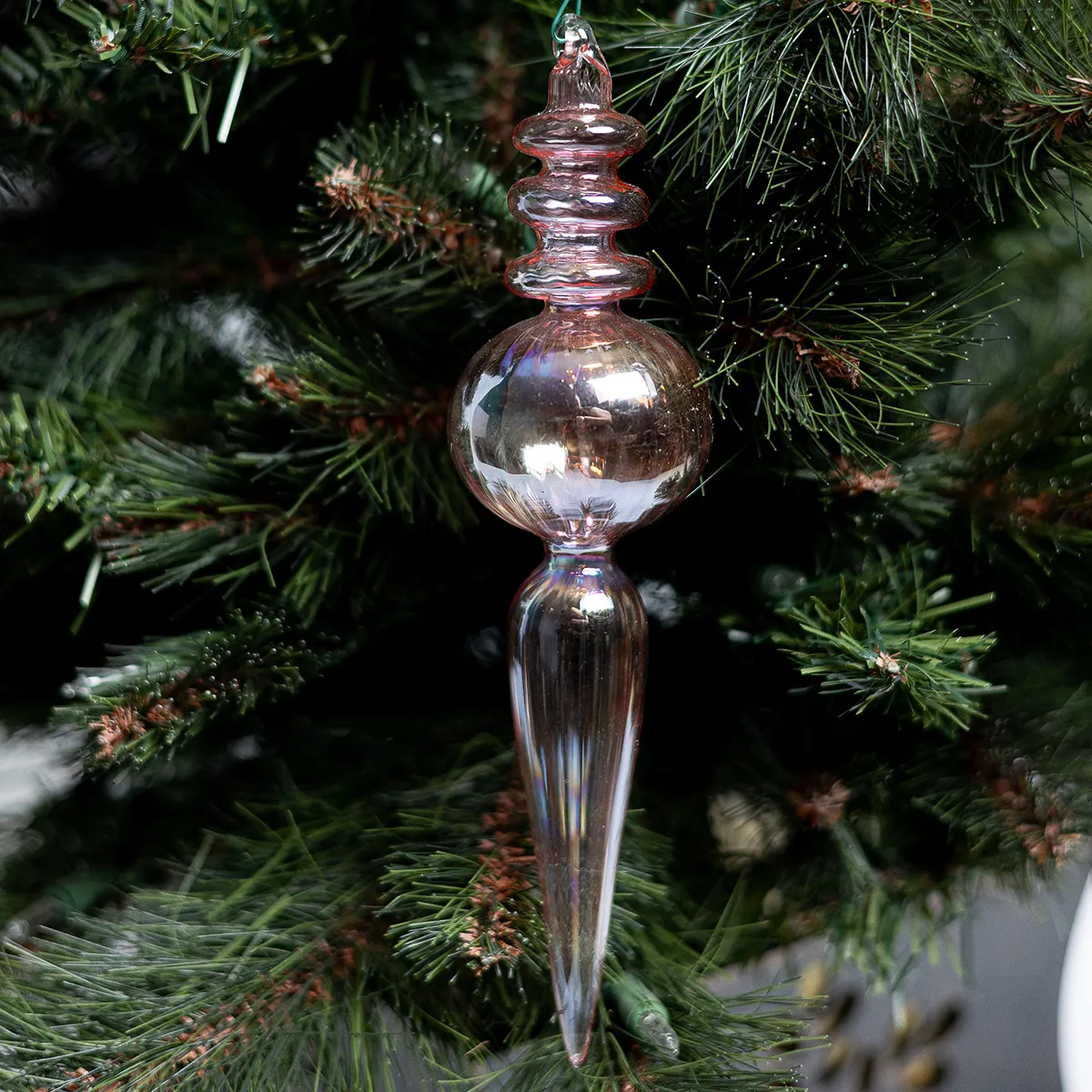 Iridescent Rainbow of Color Glass Christmas Tree Ornament II