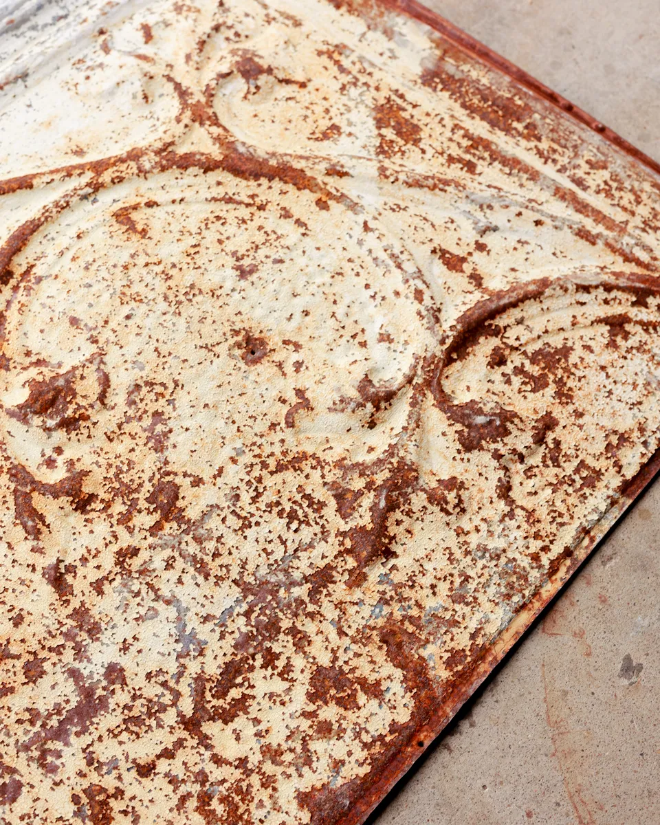 Vintage Metal Ceiling Tile Rustic Patina, Photography Surface