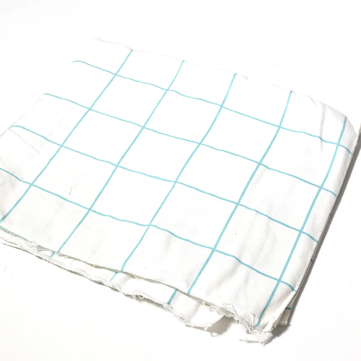 White Cotton Fabric with this aqua blue lines ina. grib. like Tron