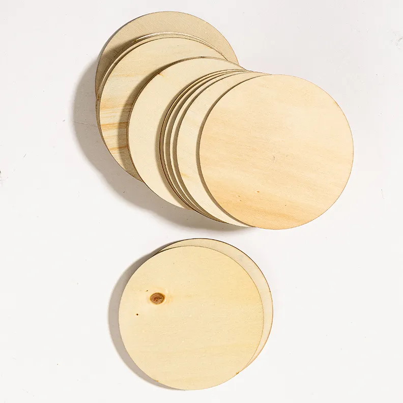 Light Round Balsa Wood Coasters - 4"