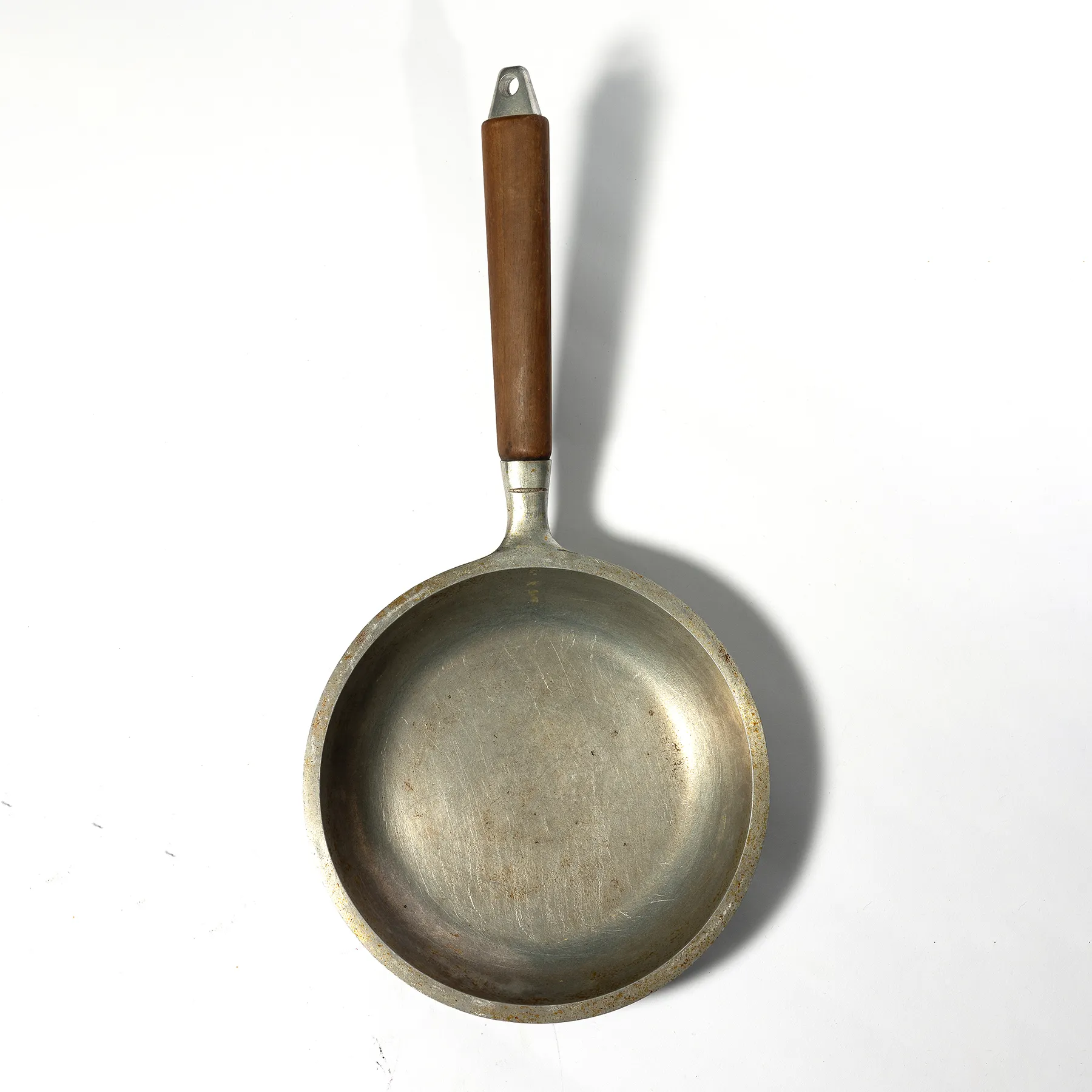 Mid Century Modern Aluminum Frying Pan Omelette Pan Walnut Handle - 