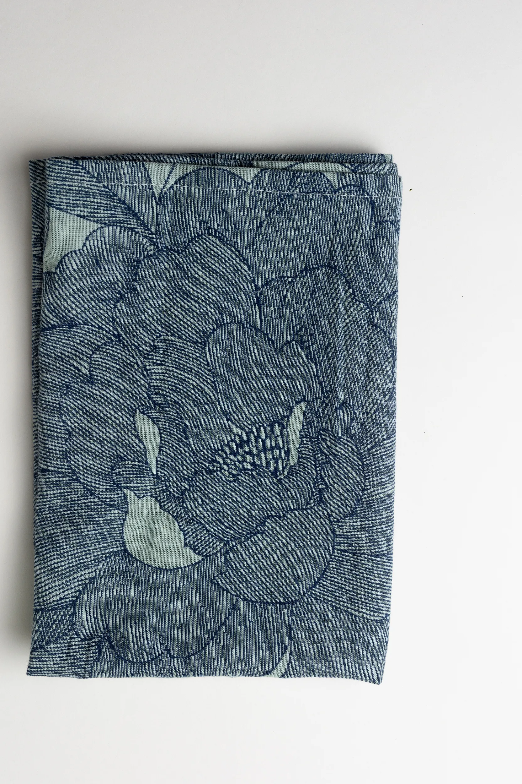 Linen Dishtowel Blue Floral