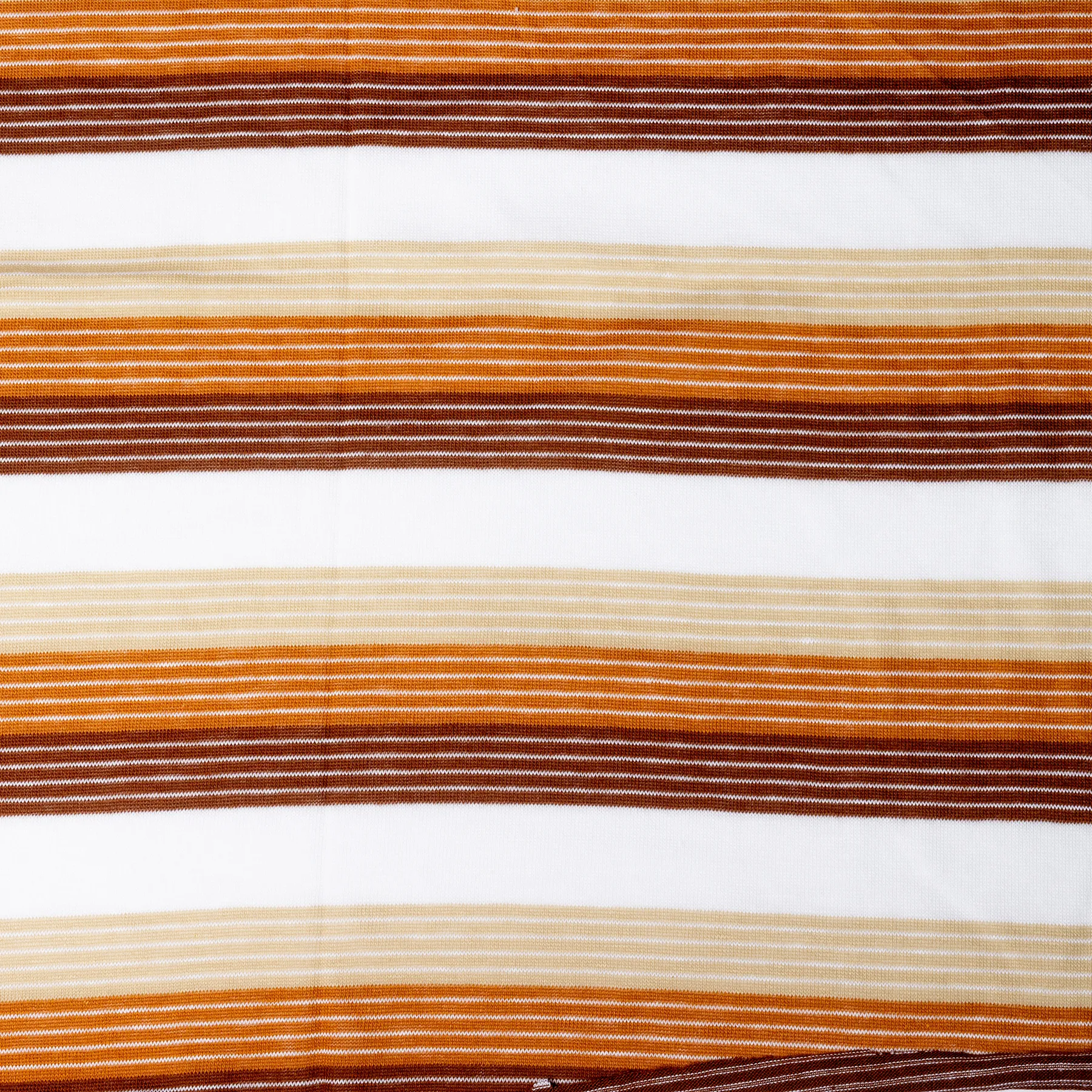 Vintage Fabric Dark Browm Light Brown Cream striped Jersey - 19" x 68"