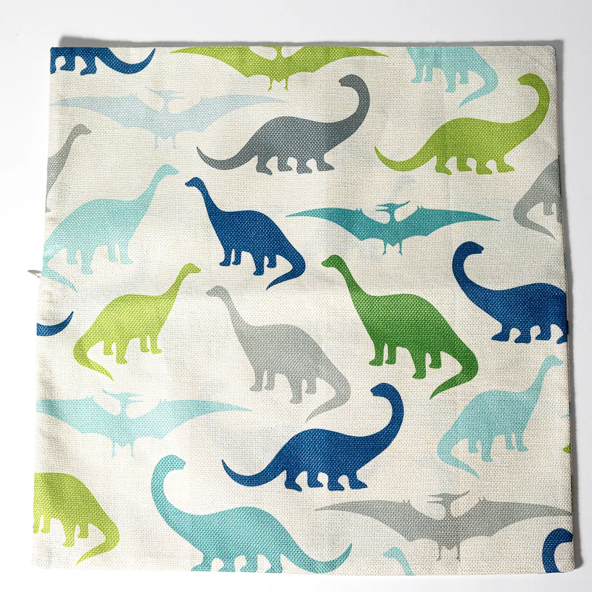 2 Colorful Green, Gray, Teal, Blue Dinosaur Throw Pillow Covers, Sham, Case boy room