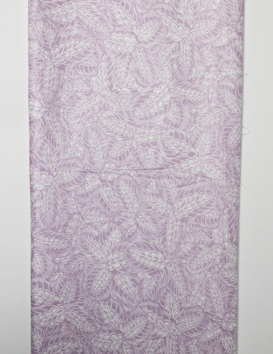 Fabric: Light Purple Cotton Fabric with Leaf or Feather Design