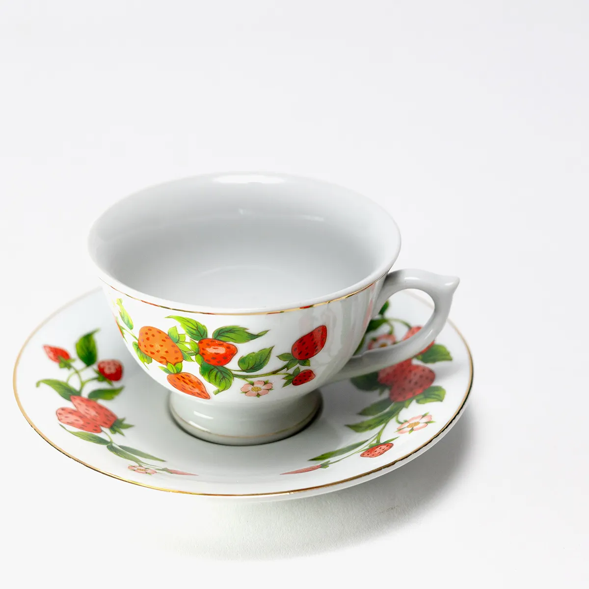 Vintage Teleflora Gift Strawberries Tea Cup & Saucer