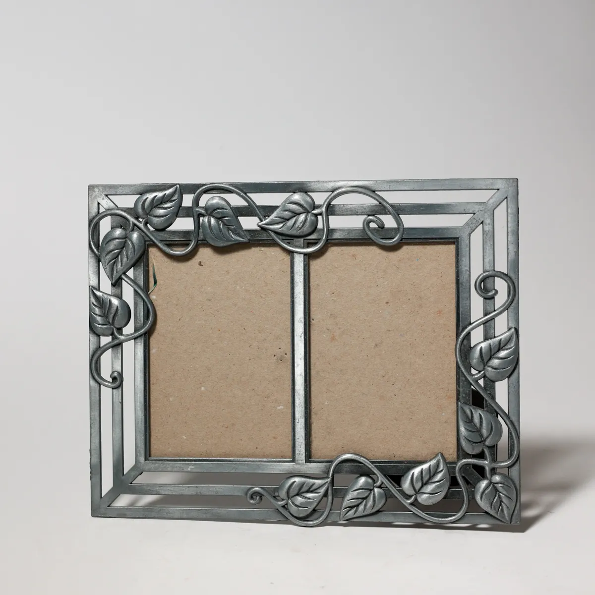 Metal Silver Pewter Ivy Leaf Double Photo Frame