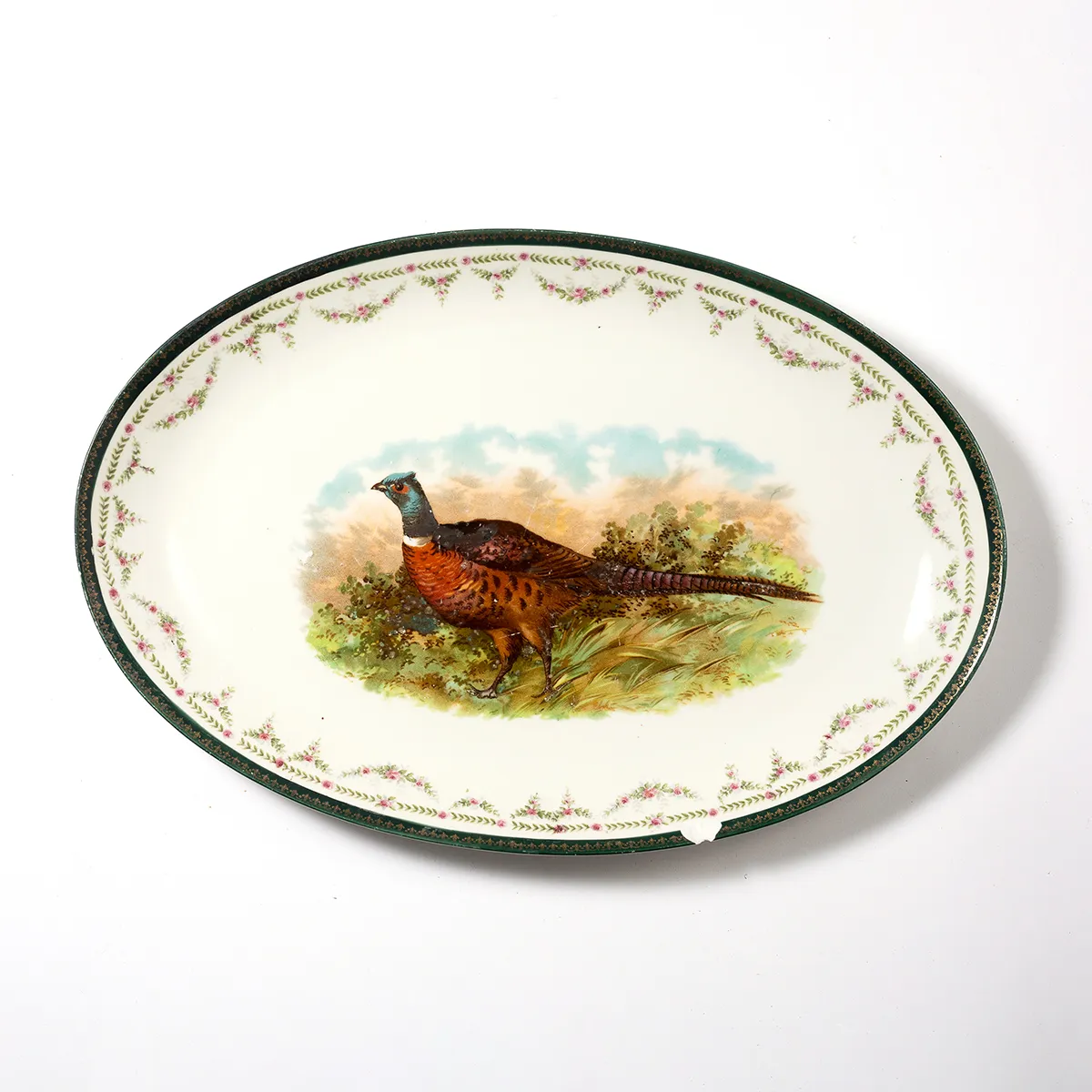 Vintage 1910 HUB of Austria Hanusch & Bernhardt Pheasant Serving Dish Turke platter - 15.5" x 10.5"