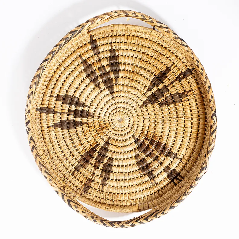 Vintage American Indian "Papago" "Tohono O'odham" beige and brown with handles - 14" x 1.4"