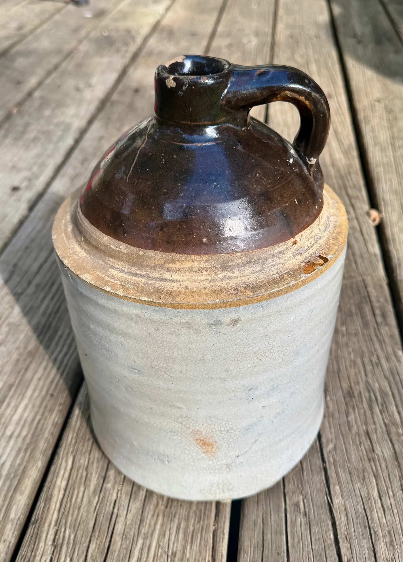 Old West Ceramic Brown Glazed Liquor Jug large
