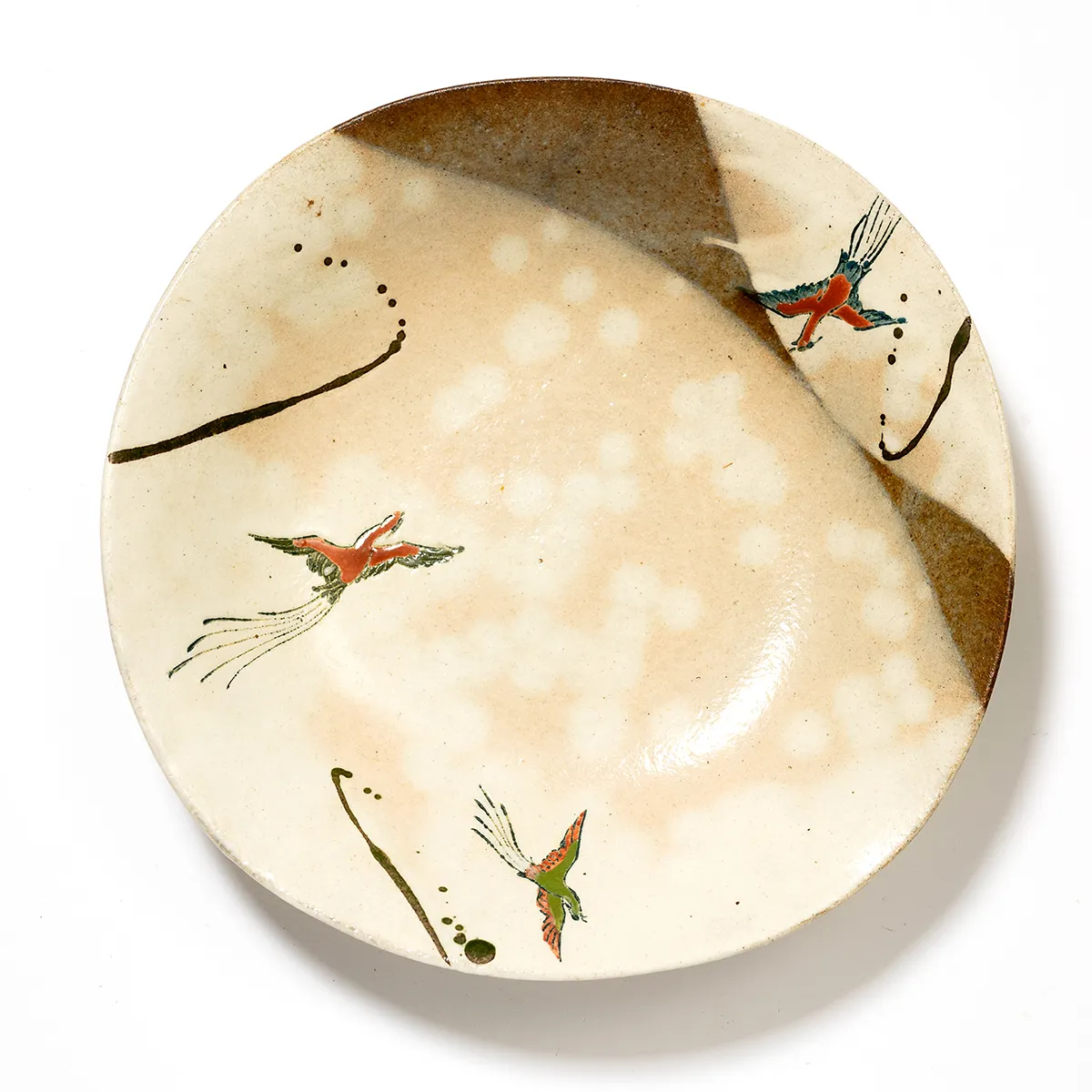 Arita Mare Meiji Memorial Hall Jinmade Golden Rooster Phoenix Stoneware Pottery plate, bowl - 