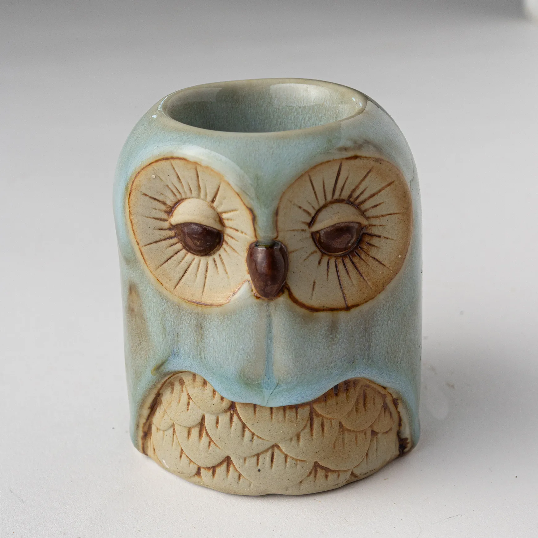 Blue Owl Candle Holder - 4"x 3"
