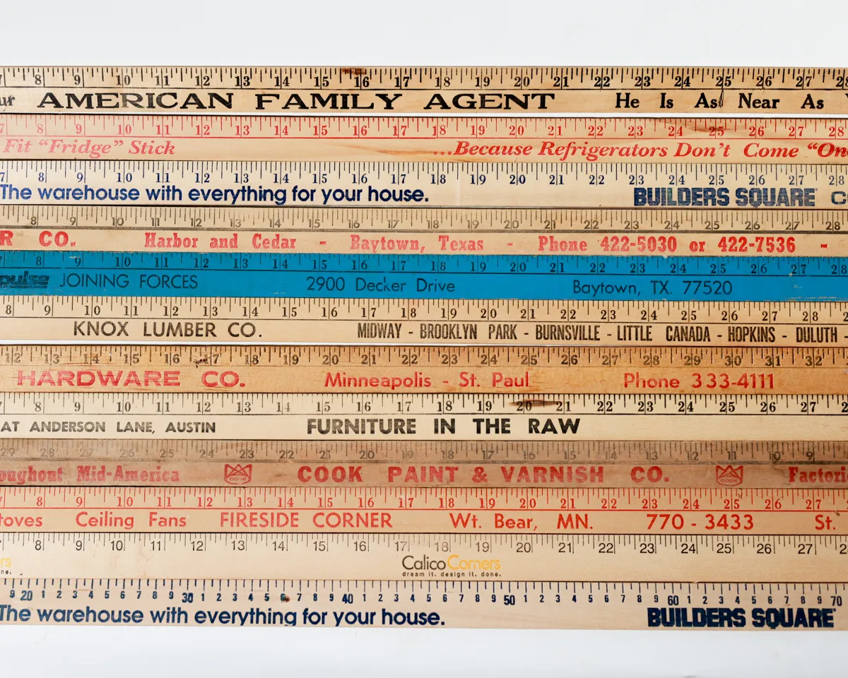 Vintage Wooden Advertising Yardstick Americana Props