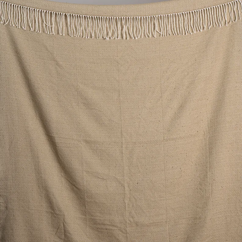 Toupe with White Diamond pattern blanket throw with white fringe - 4' x 5'