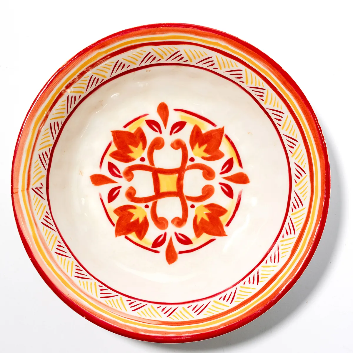 Round White Melamine Bowl Red, Yellow, Pink Graphic  - 7.5" x 2"