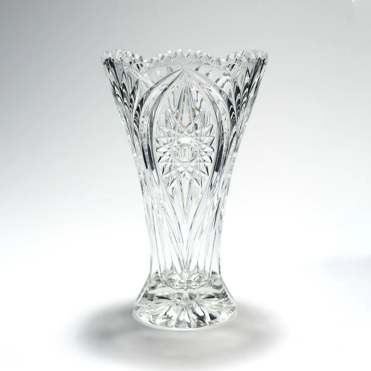 Heavy Bavarian Clear Crystal Flower Vase - 8.5" x 5"