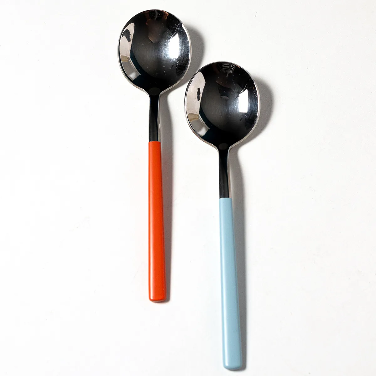 Round Silver Spoons Thin Colorful Handle