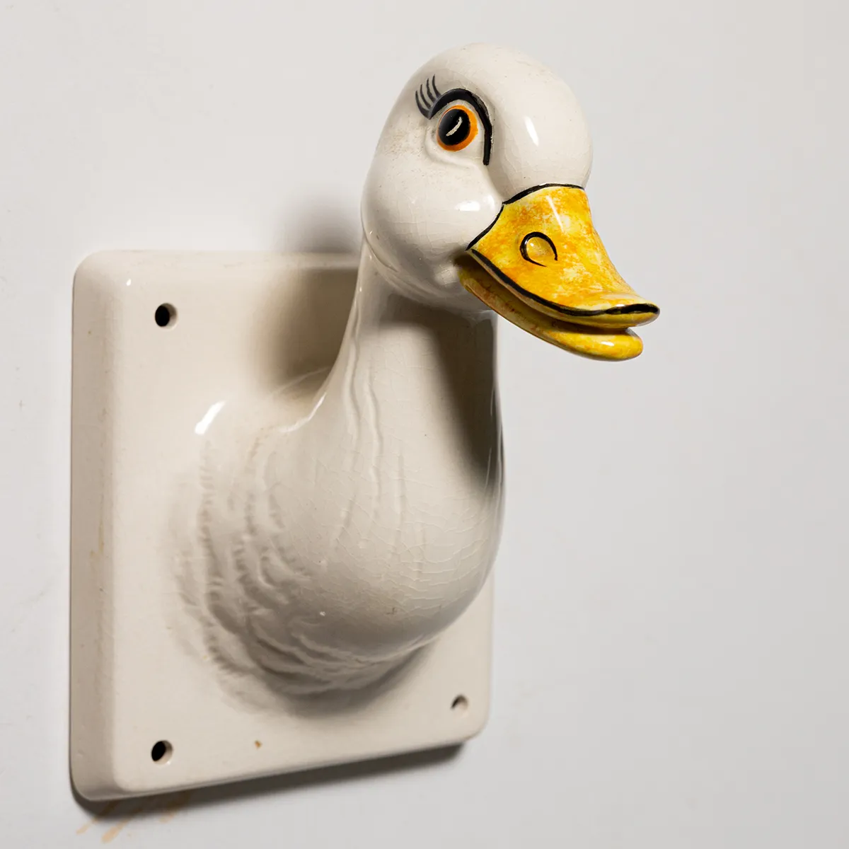 Ceramic White Duck Head Trophy Wall Hanging towel hook