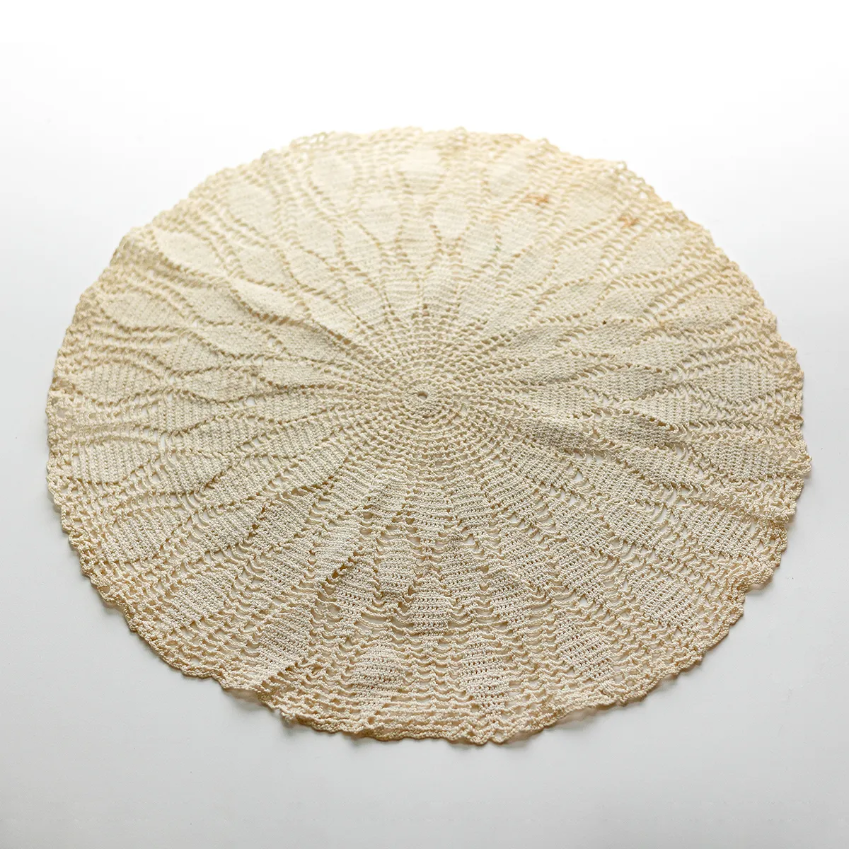 Vintage Handmade Lace Cream Ecru colored Round Doily
