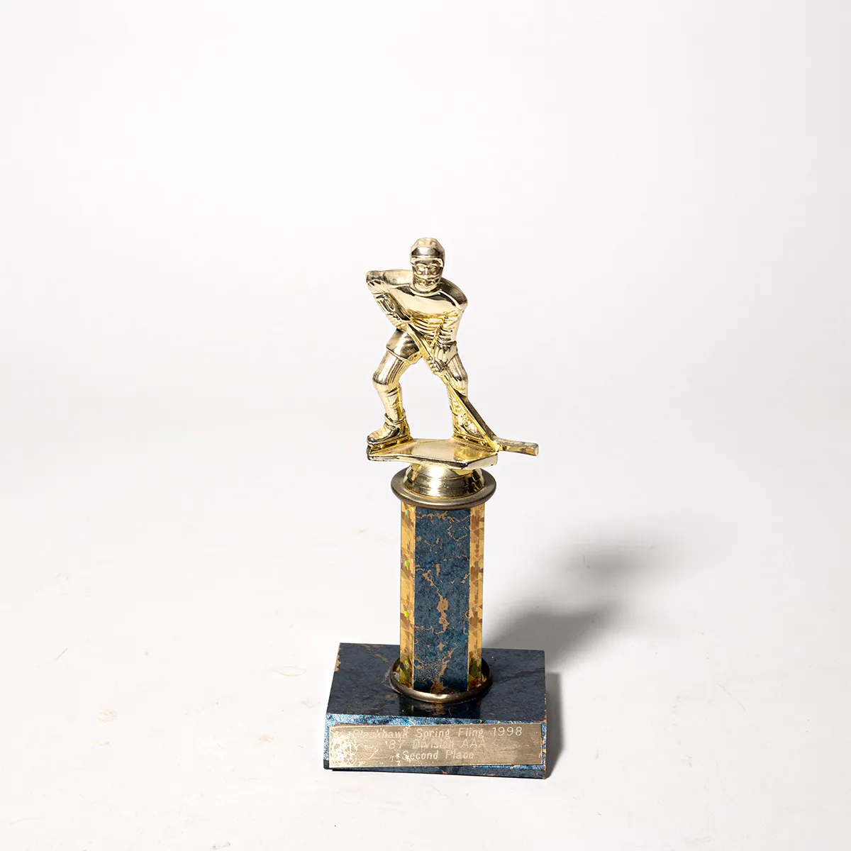 Vintage Plastic green wood and Gold Hockey Trophy