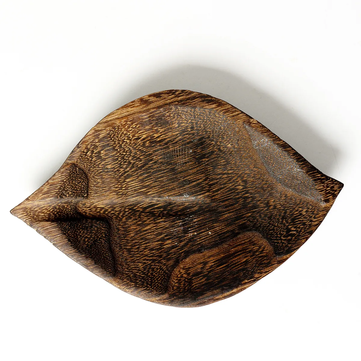 Small Solid Wood Hand Carved Plate 