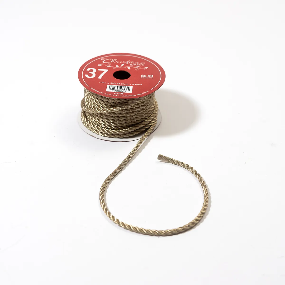 Gold Cord Gift Wrap - .25" x 15'