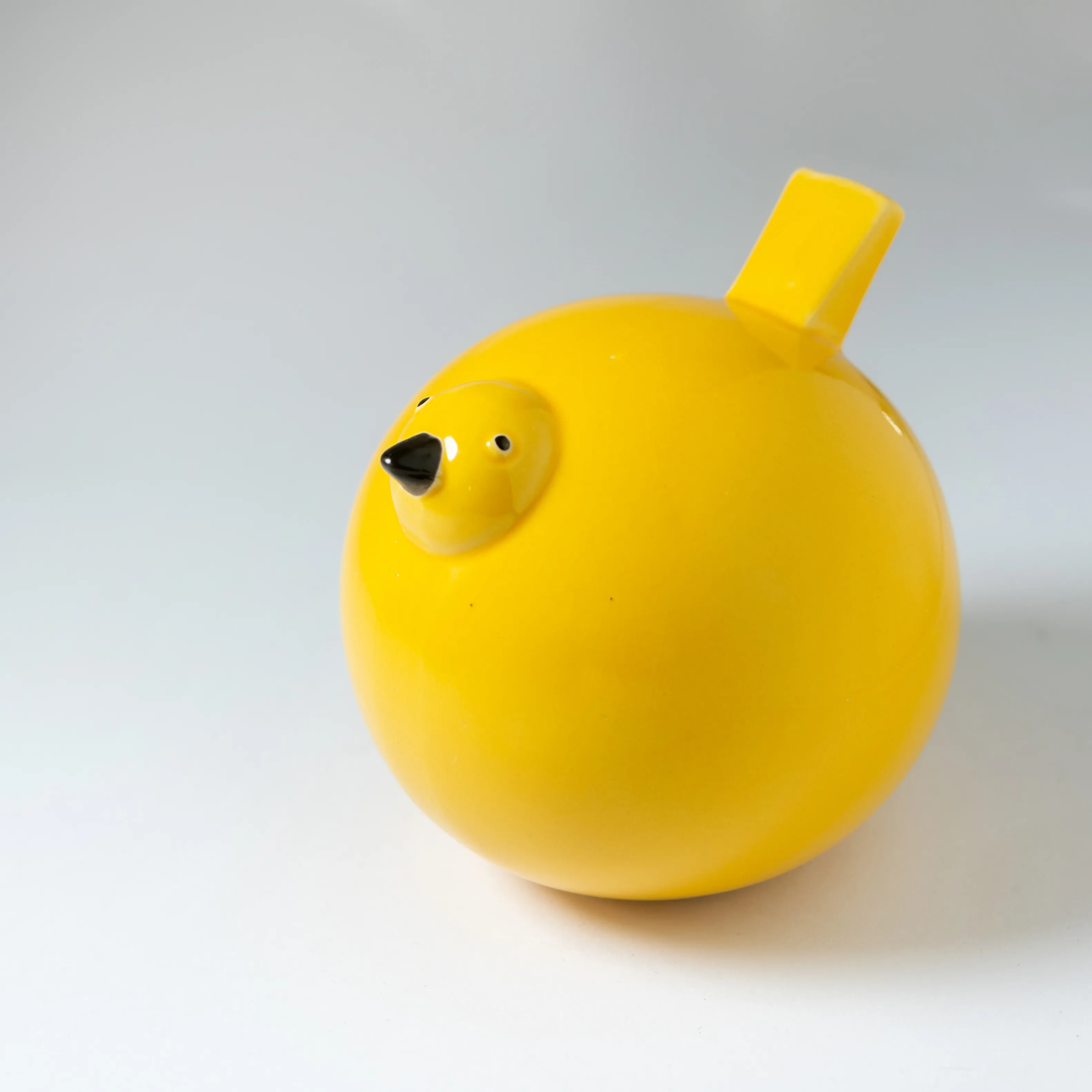 Round Yellow Ceramic Bird Figurine - 5" x 5"