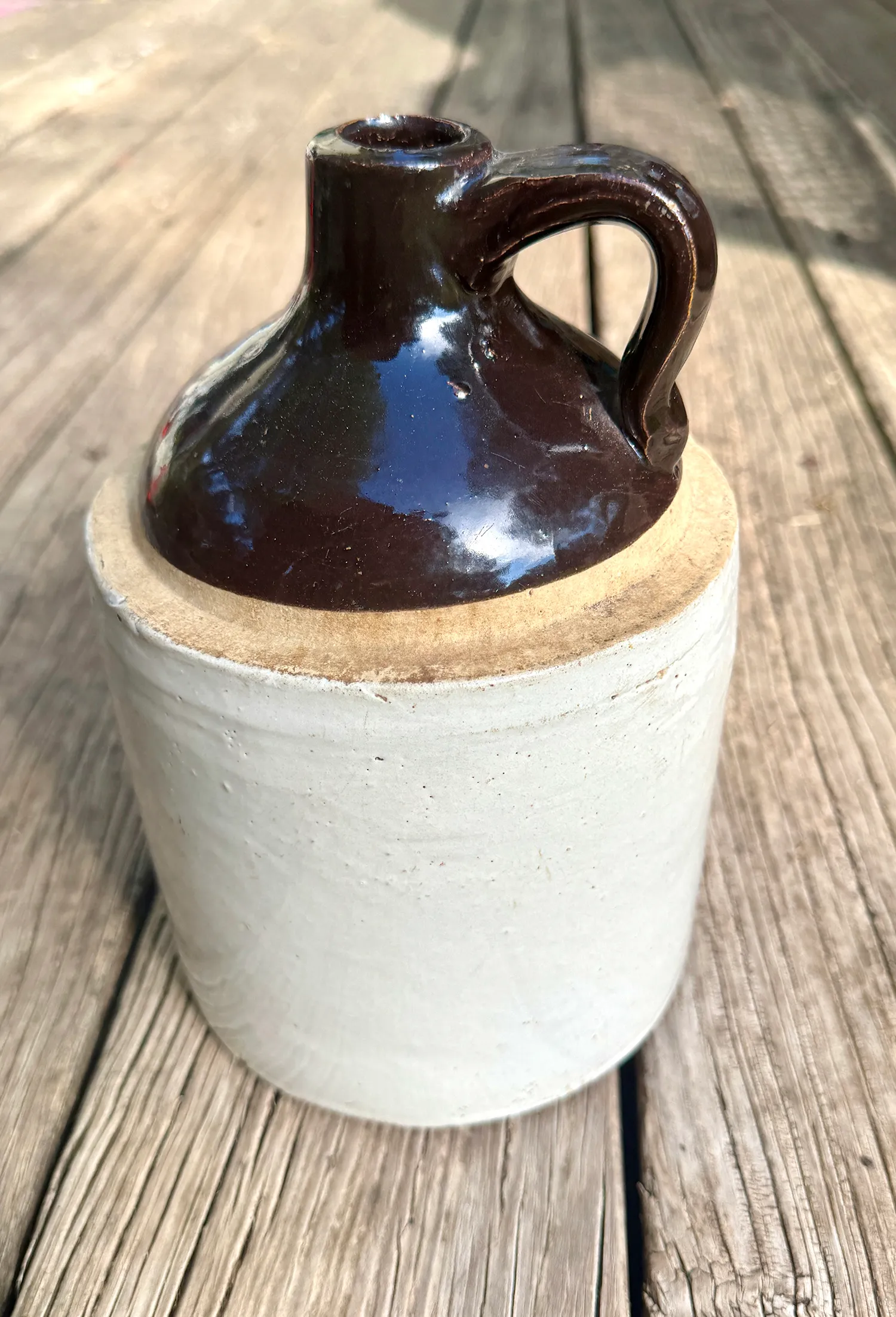 Old West Ceramic Brown Glazed Liquor Jug Small