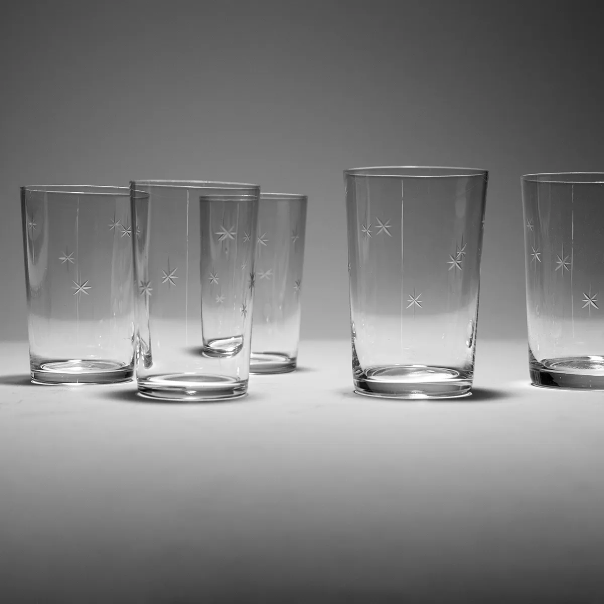 Star Dust Quartzex Crystal Cordial Glass Medium Clear Glass with etched stars