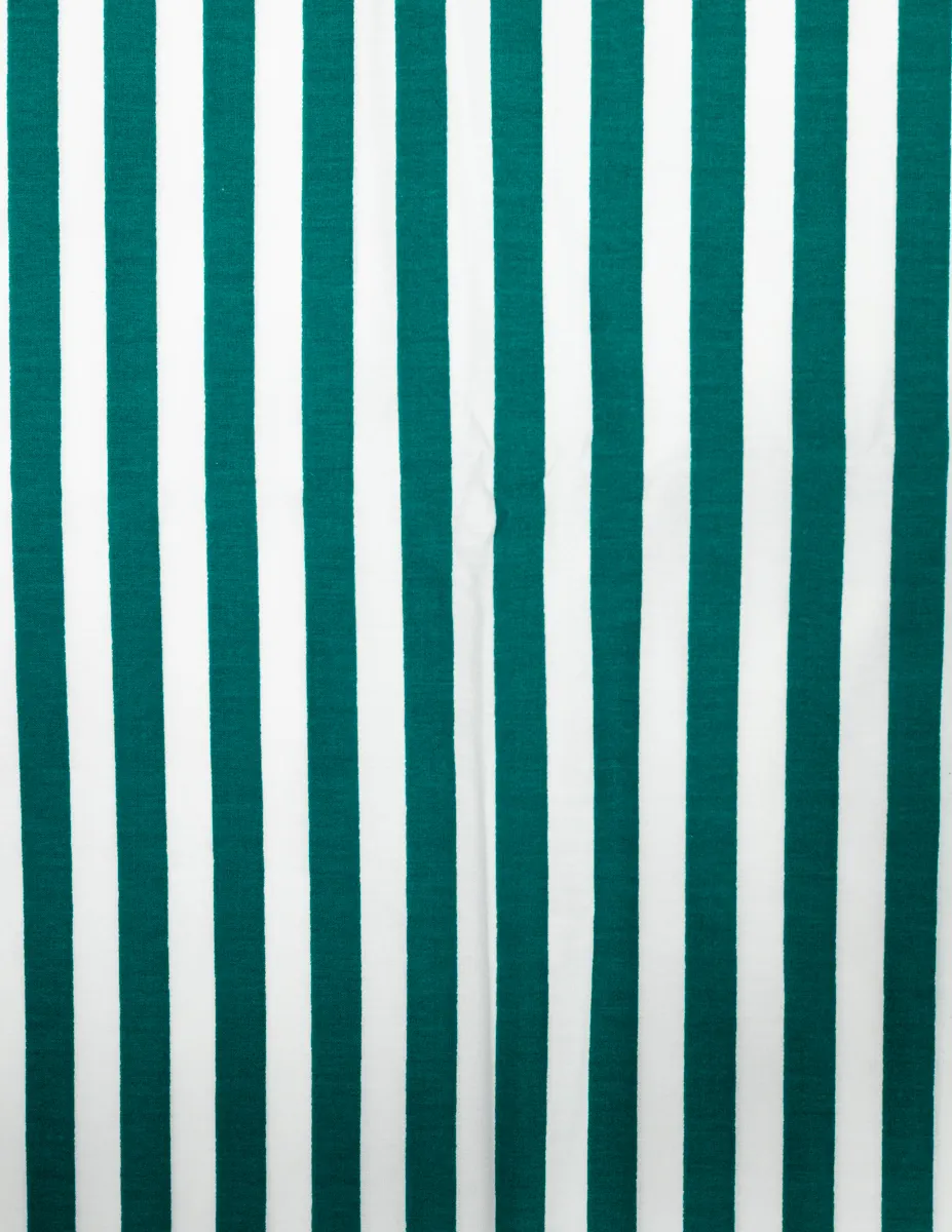 Dark Kelly Green and White Striped Fabric