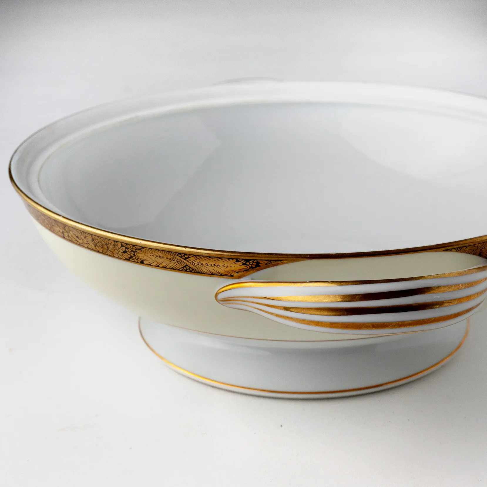 Fine China Soup Terrine with Gold Trim and Handles - 3" x 9"