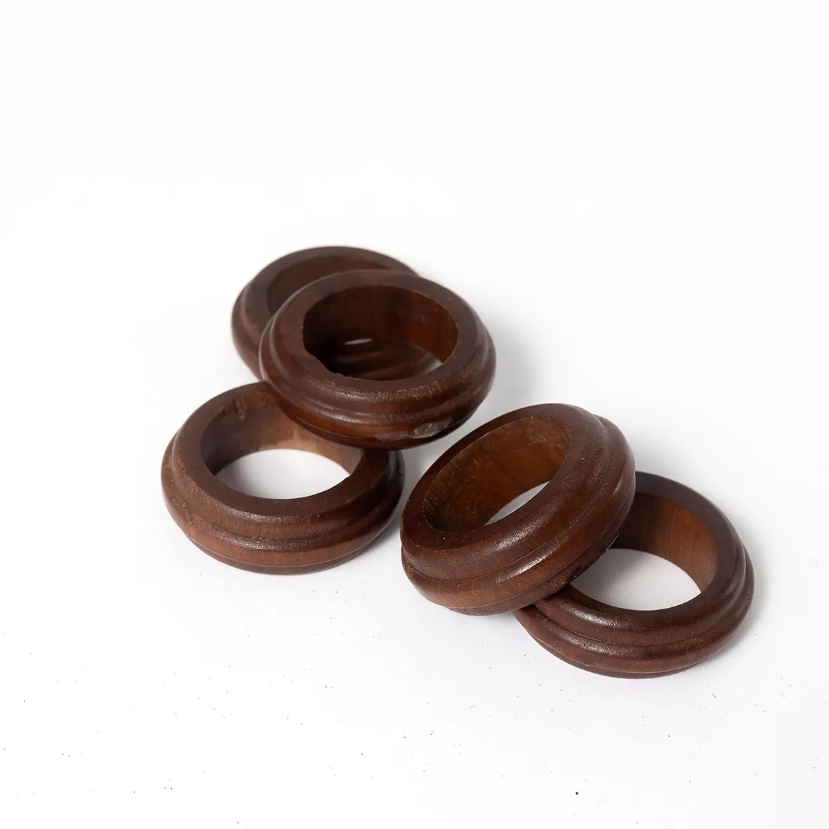 Solid Wood Narrow Napkin Rings Holders x5 - 1.75" x .72"