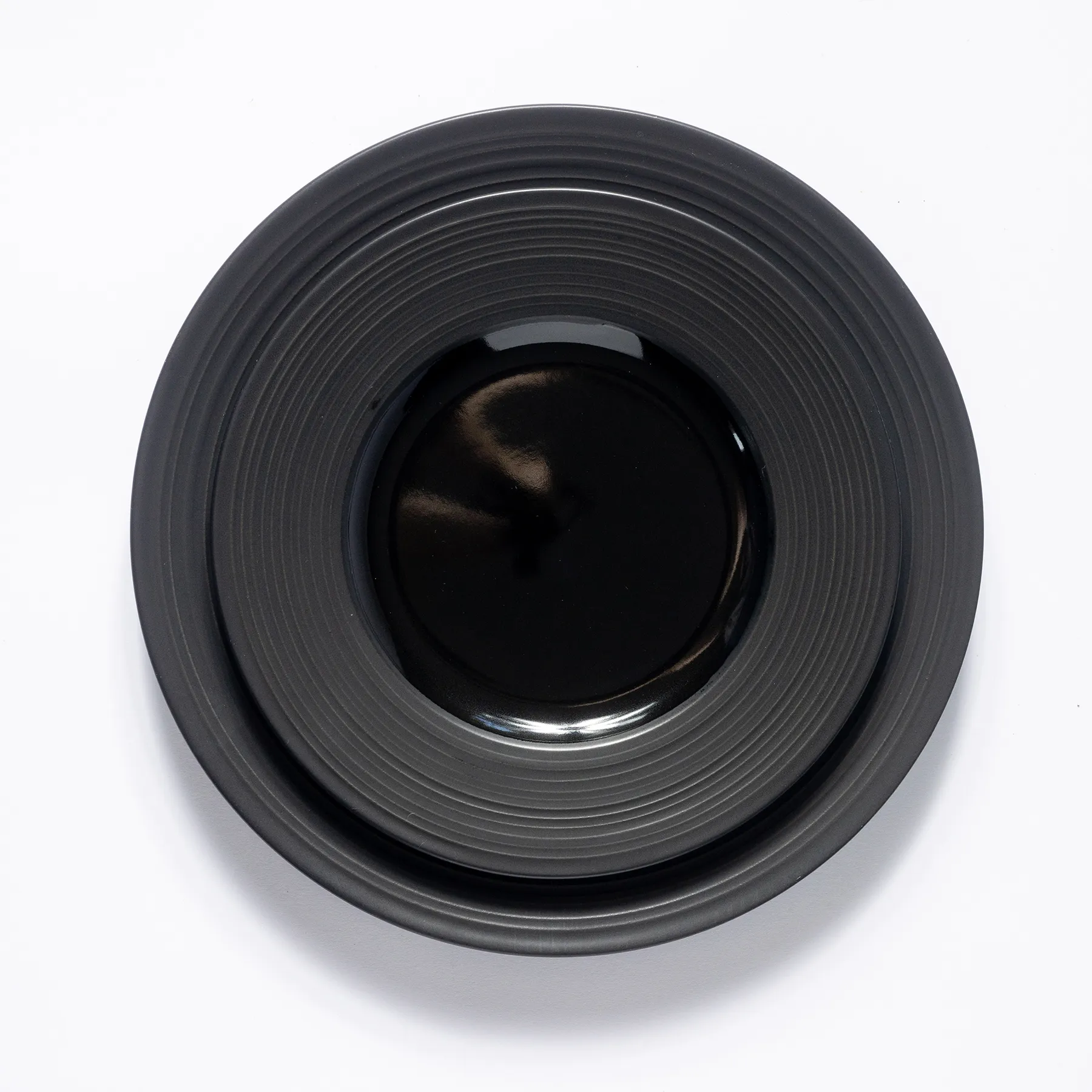 Black Dinner Set with Matte Ribbed Edge Salad - 8.5"