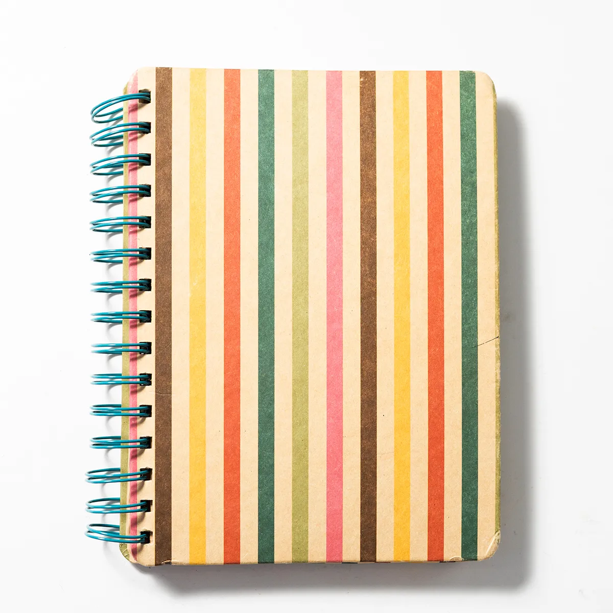 Vintage Used Diary with muted colored striped.
