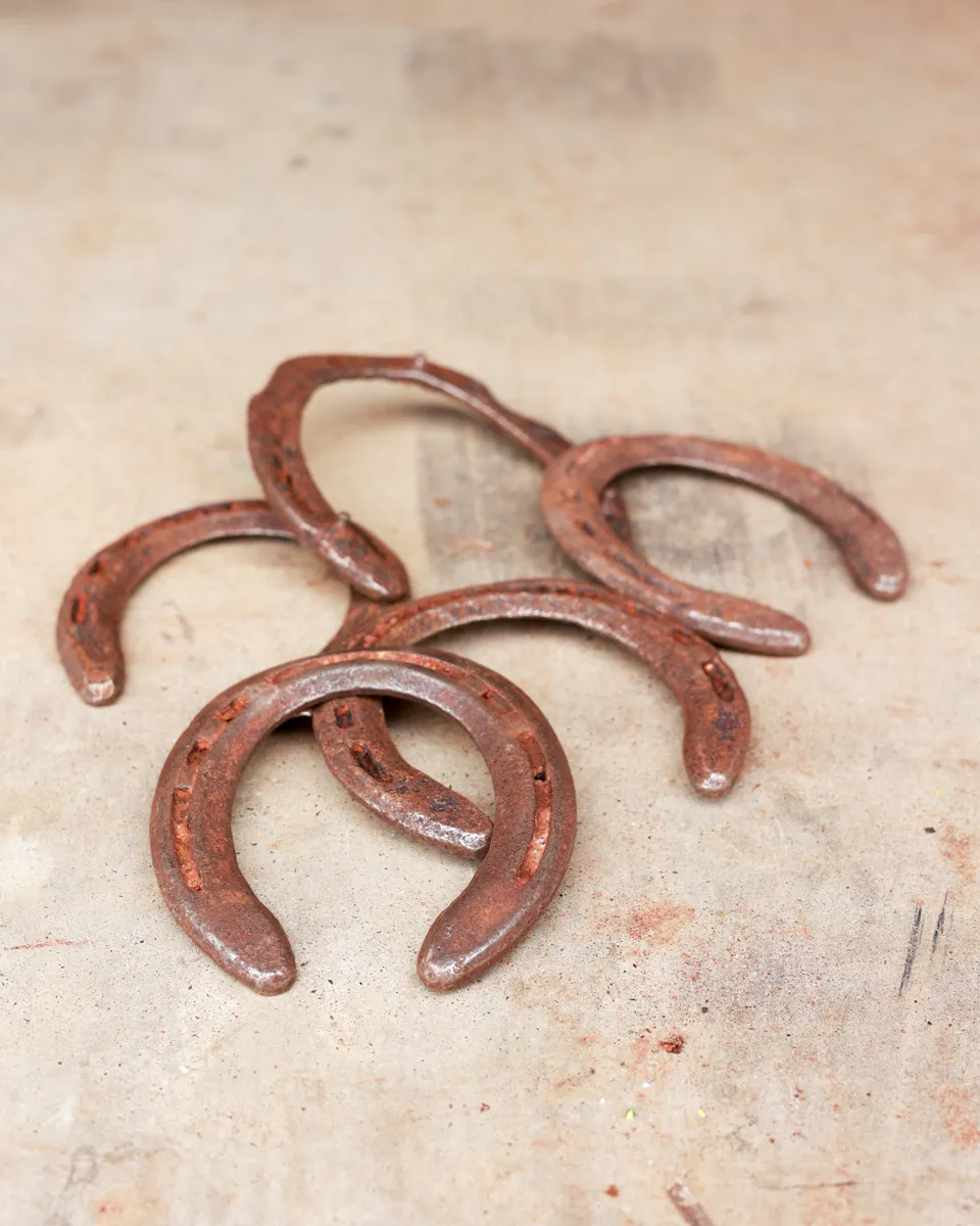 Antique Rusty Iron Horseshoes Set Four