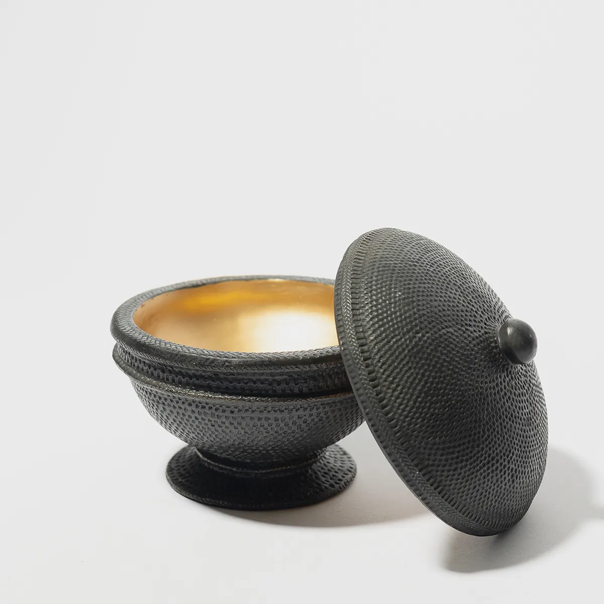 Eastern Passage Trading Company Black puckered Bowl with lid