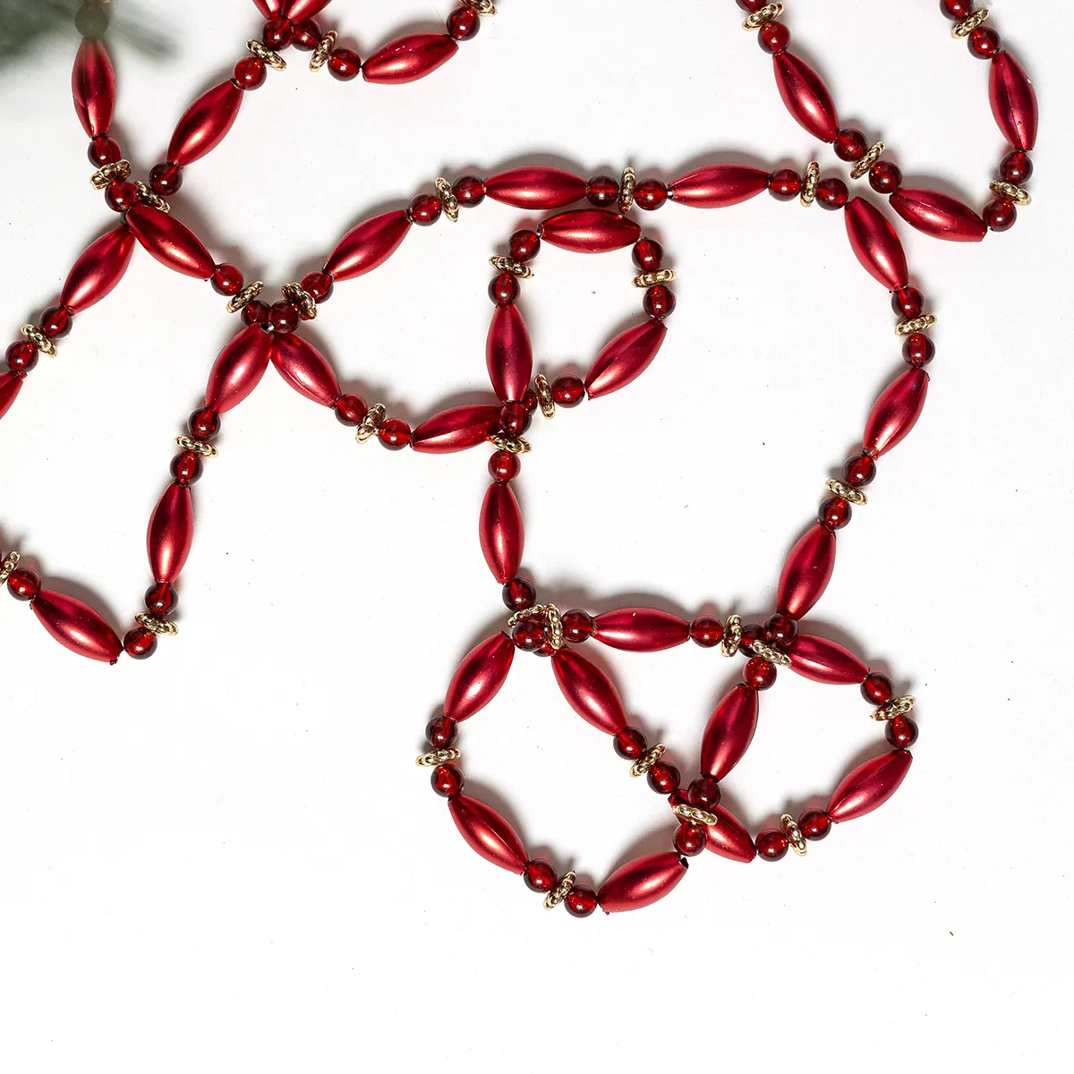 Red and Gold Beaded Christmas Tree Garland