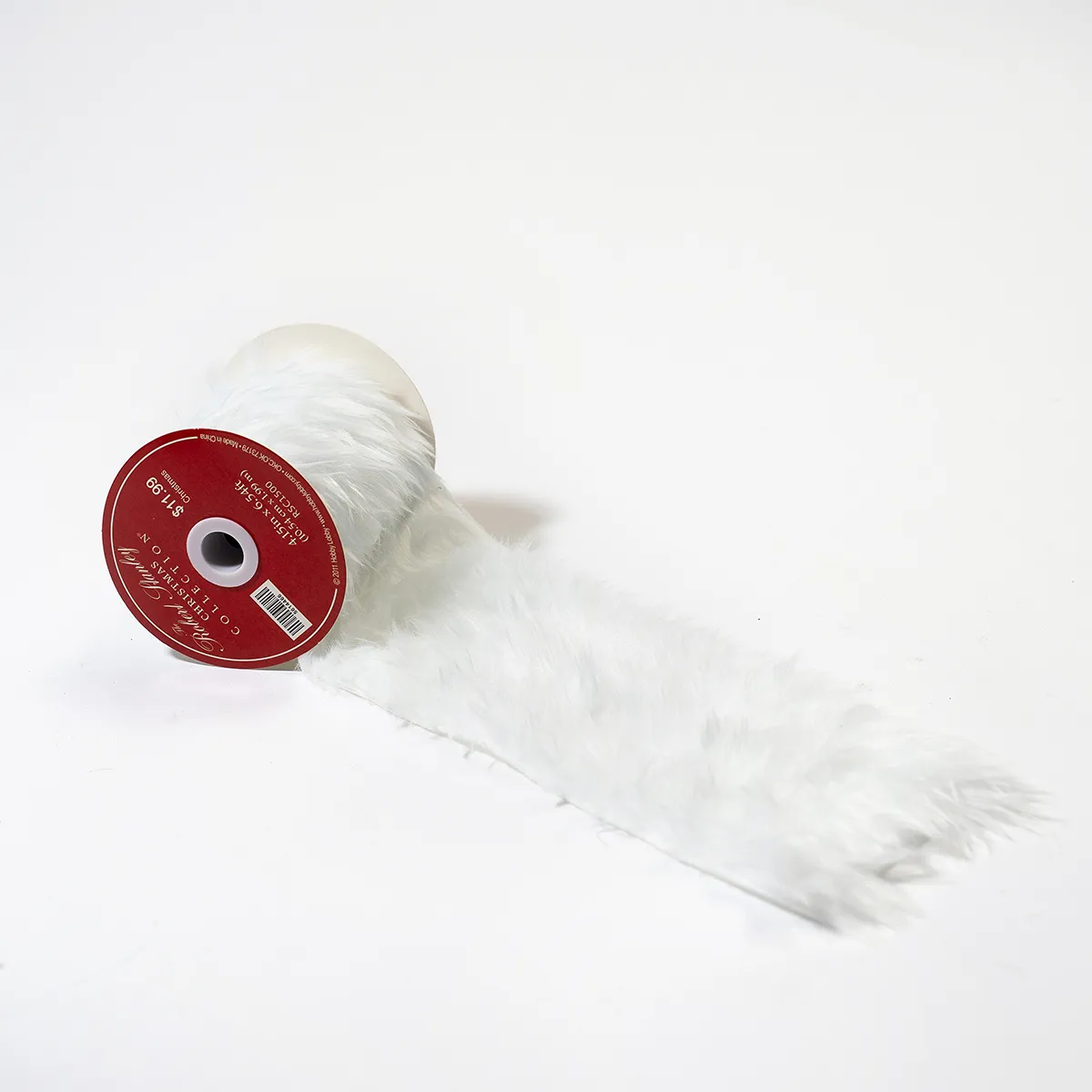 White Furry Ribbon decor - 4.25" x 6.5"