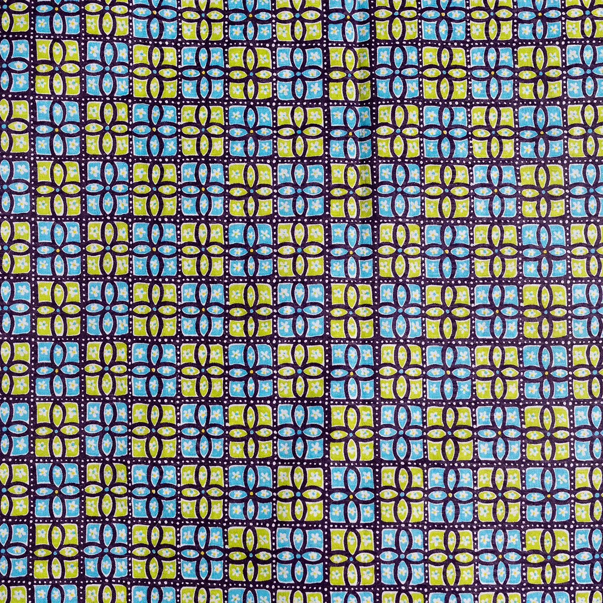 Blue and Green Checkered pattern fabric - 44" x 98"