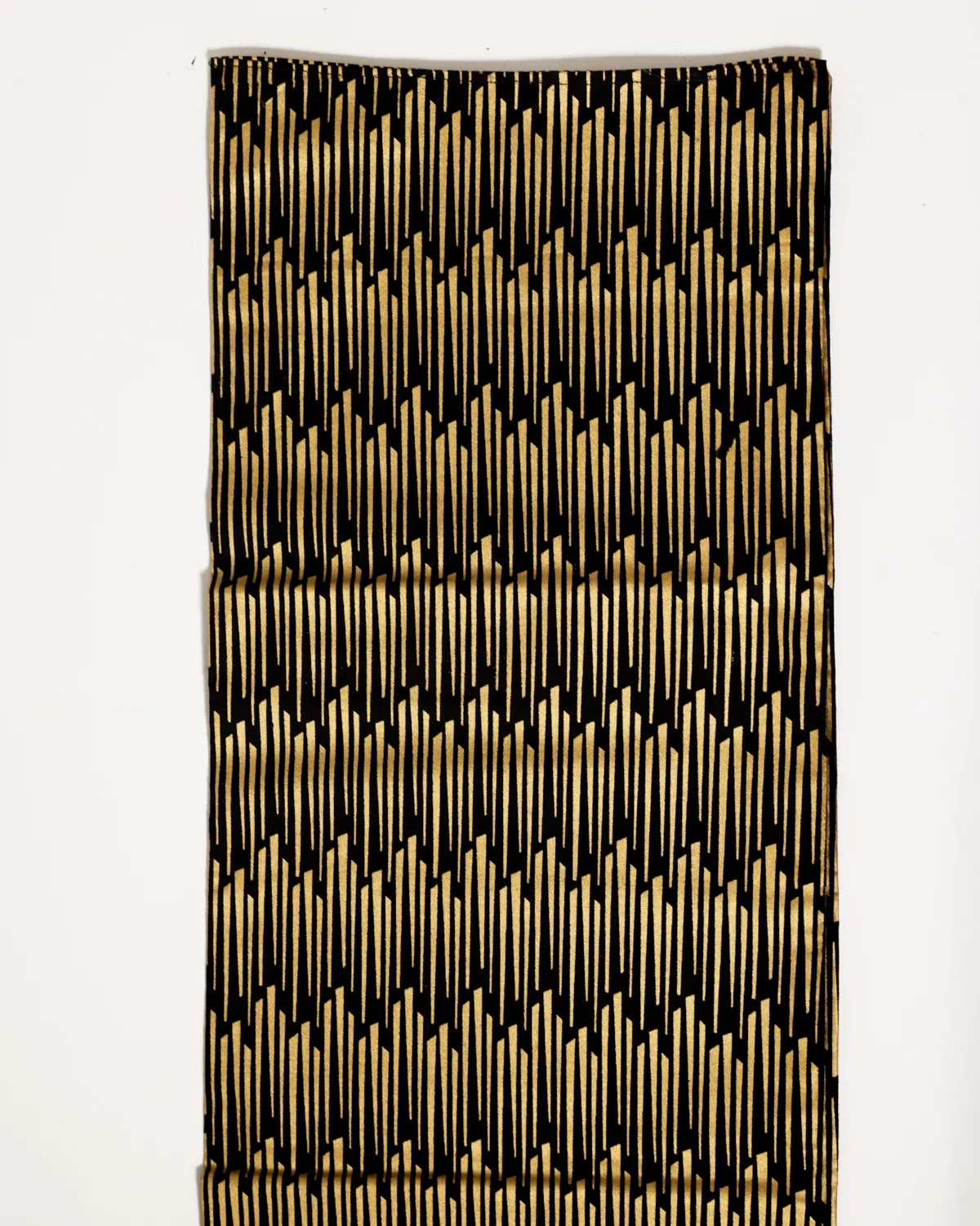 Japanese Gold Black Geometric Striped Brocade Table Runner