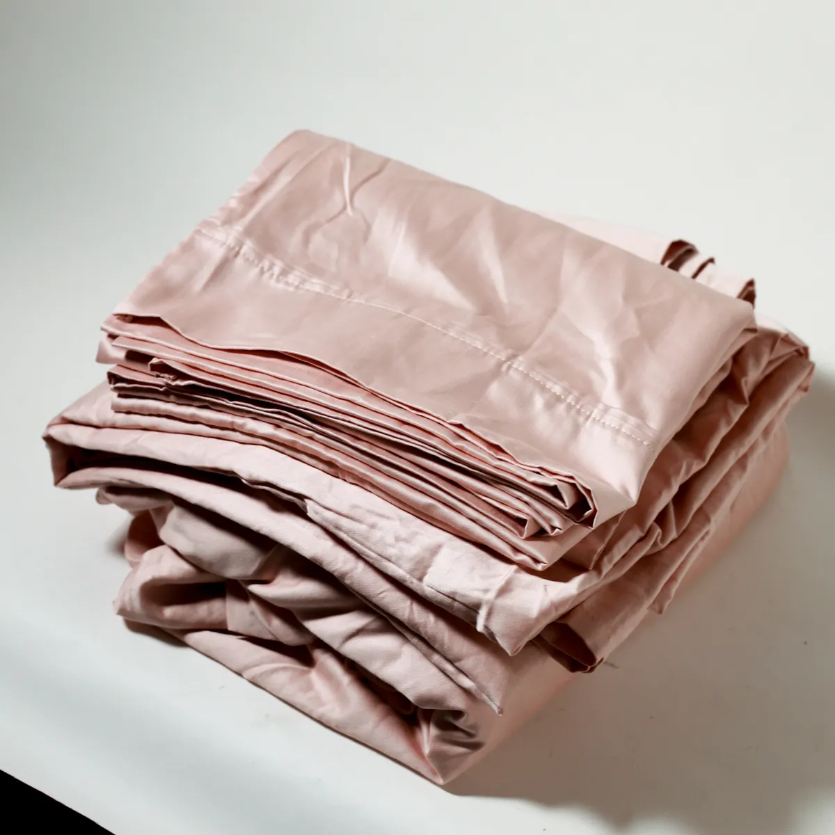 Blush Pink Cotton Full size Bedding Set Folded Soft