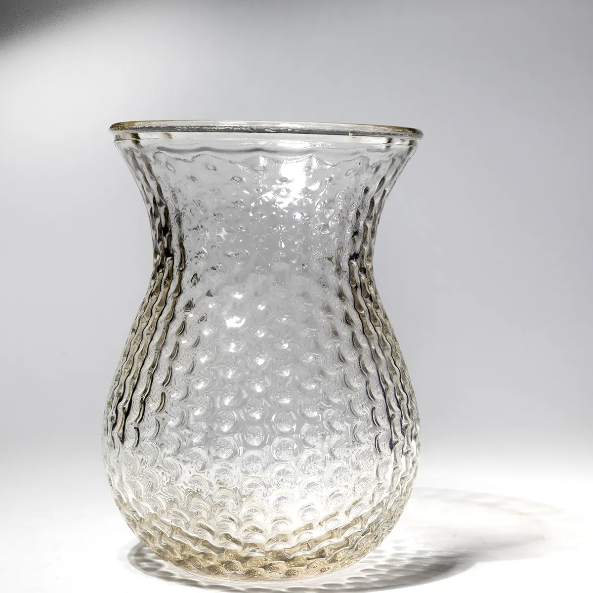 Clear Glass Dimpled Bubble Hobnail Flower Vase