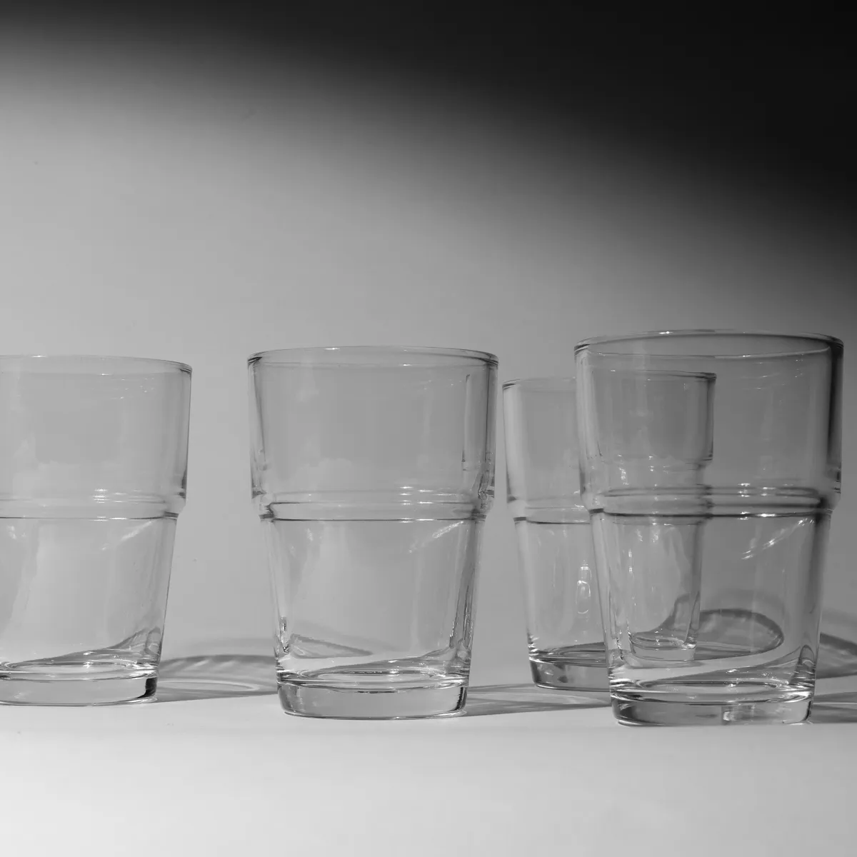 Clear Stackable Glass Tumblers Set Five Modern