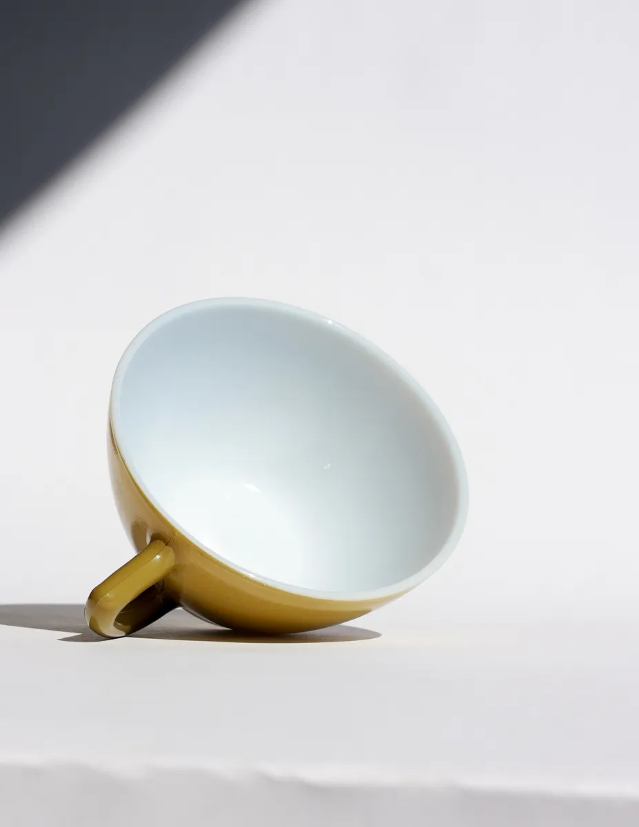 FireKing Avocado Green and Black Ombre Milk Glass Anchor Hocking Tea cup | Coffee Cup