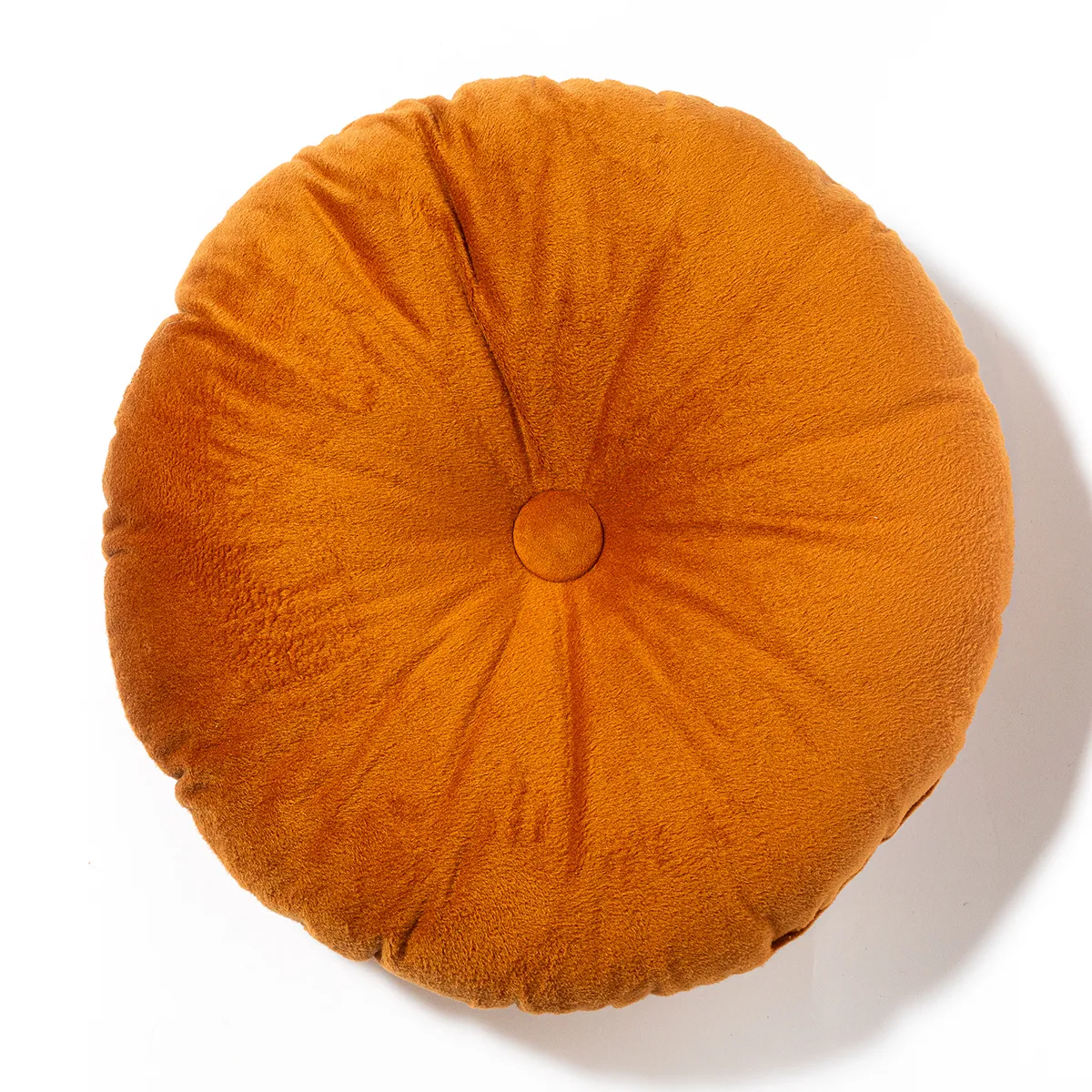 Round Orange Gold Brown Tuffted Pillow - 15"
