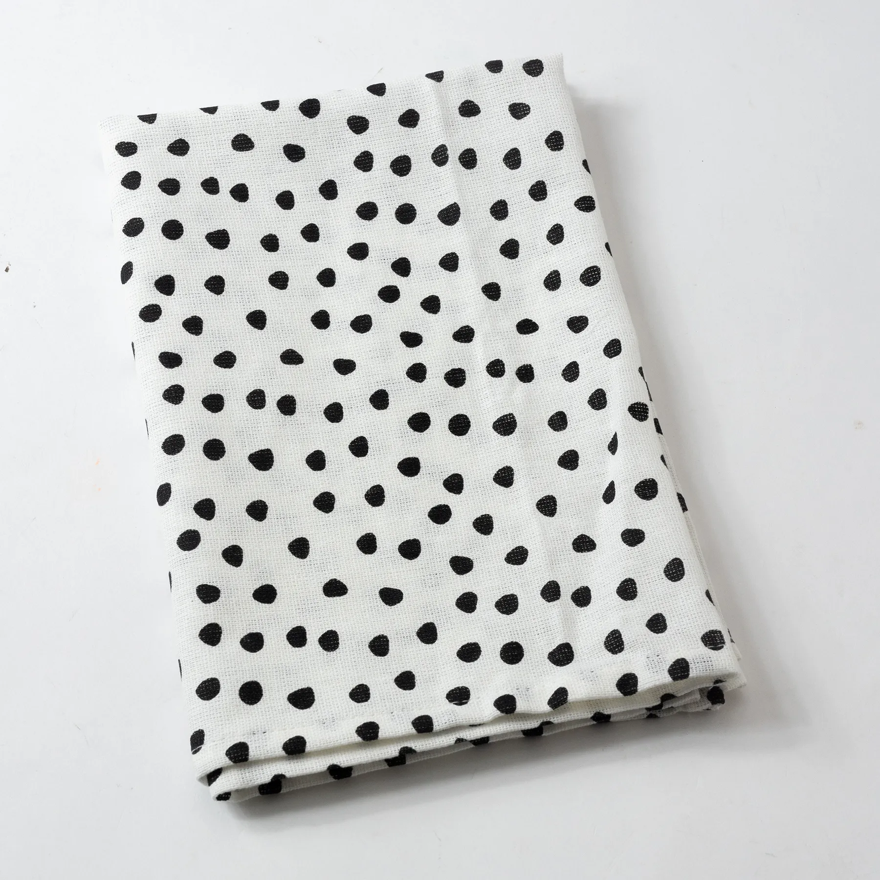 White kitchen Dish Towel with Black Polka Dots -  18" x 24"