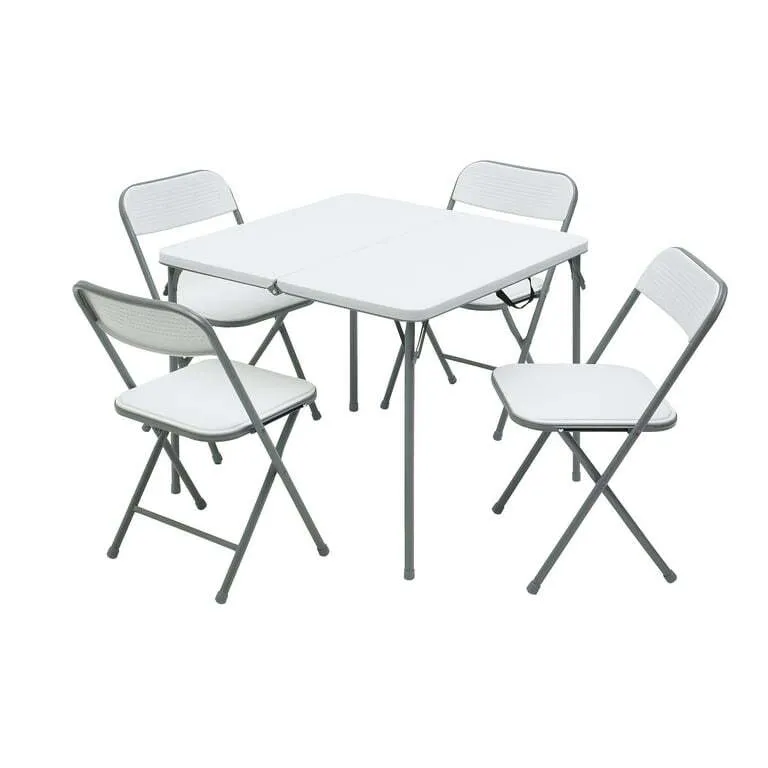 Card Table with 4 White Folding Chairs