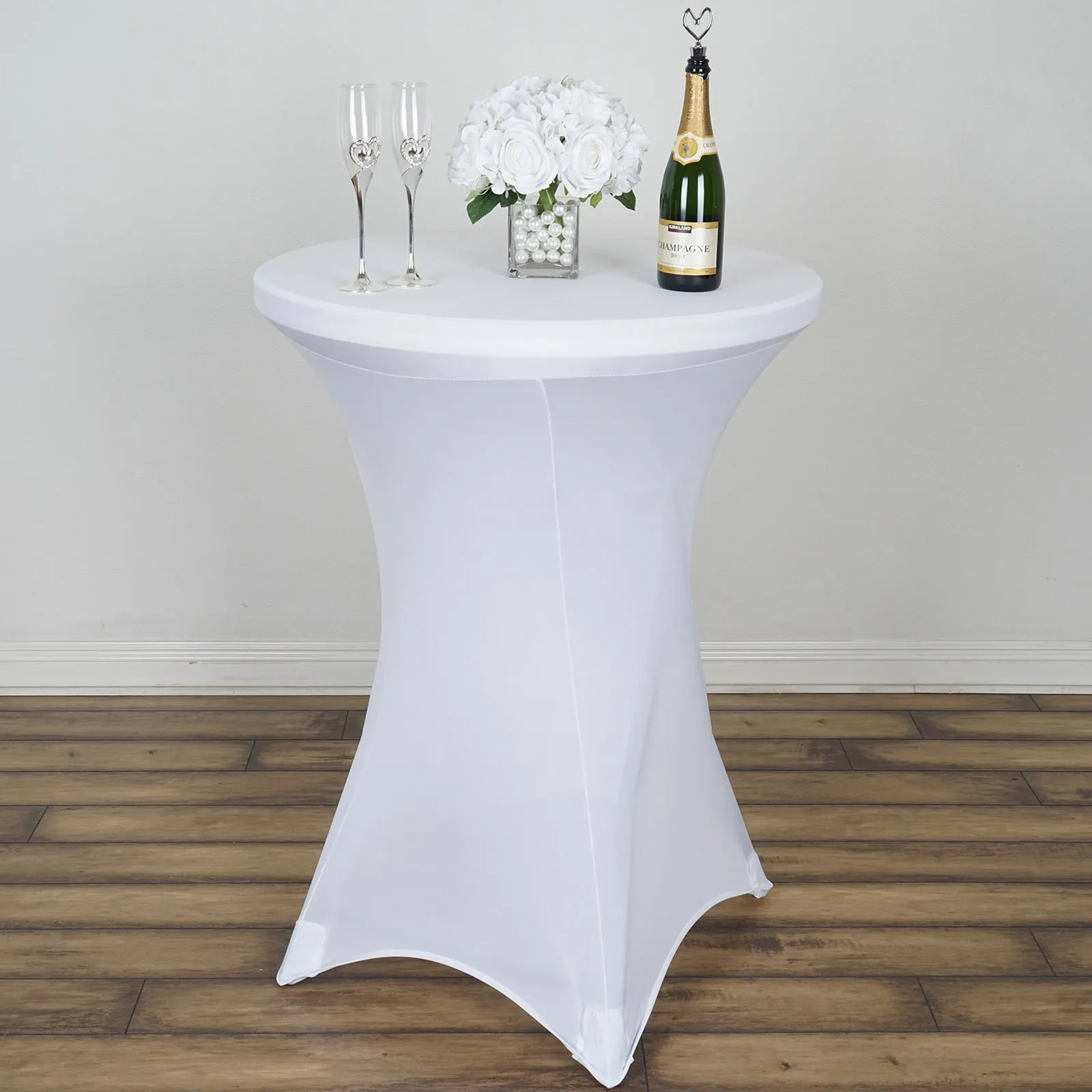 White Spandex Linen Cocktail Table 