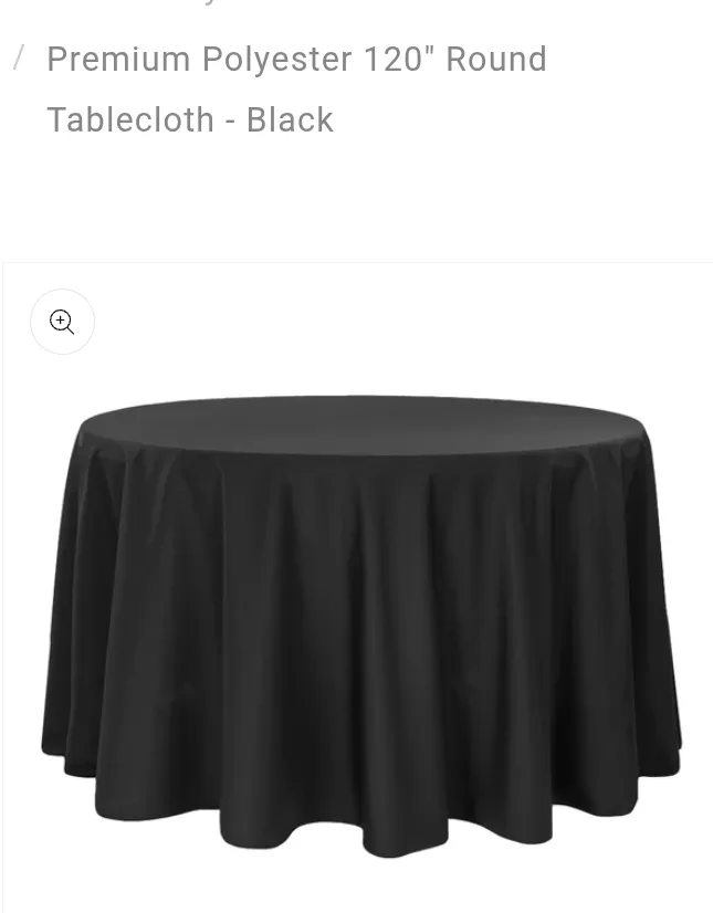 Black Round Tablecloth 5ft/120in"